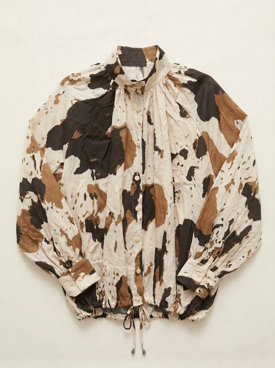 Bella - Printed drawstring blouse