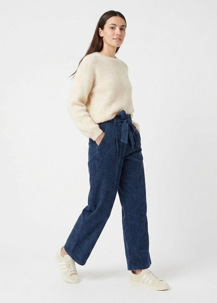 Clara denim blue relaxed fit cord trouser