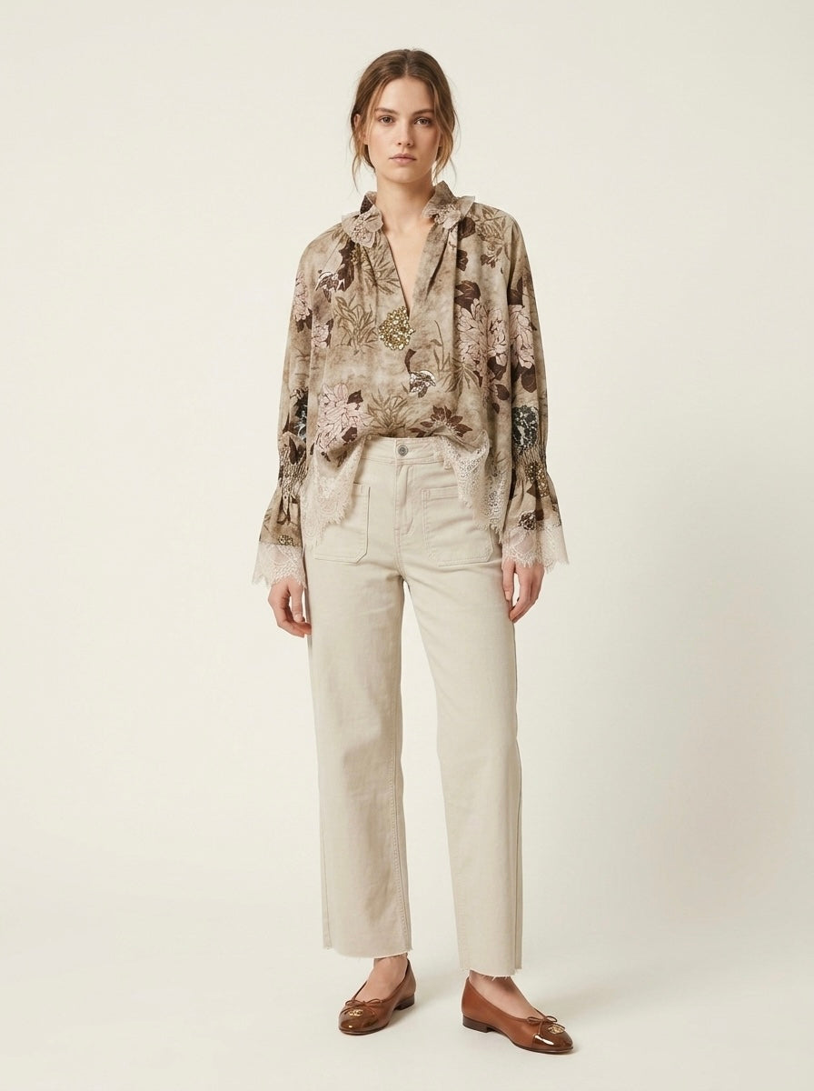 Carmen - Lace trimmed blouse