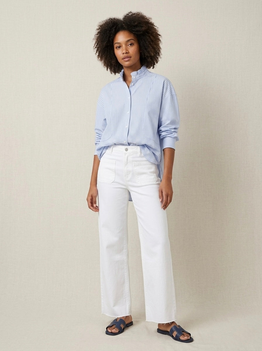 Milan - Frill collar stripe shirt