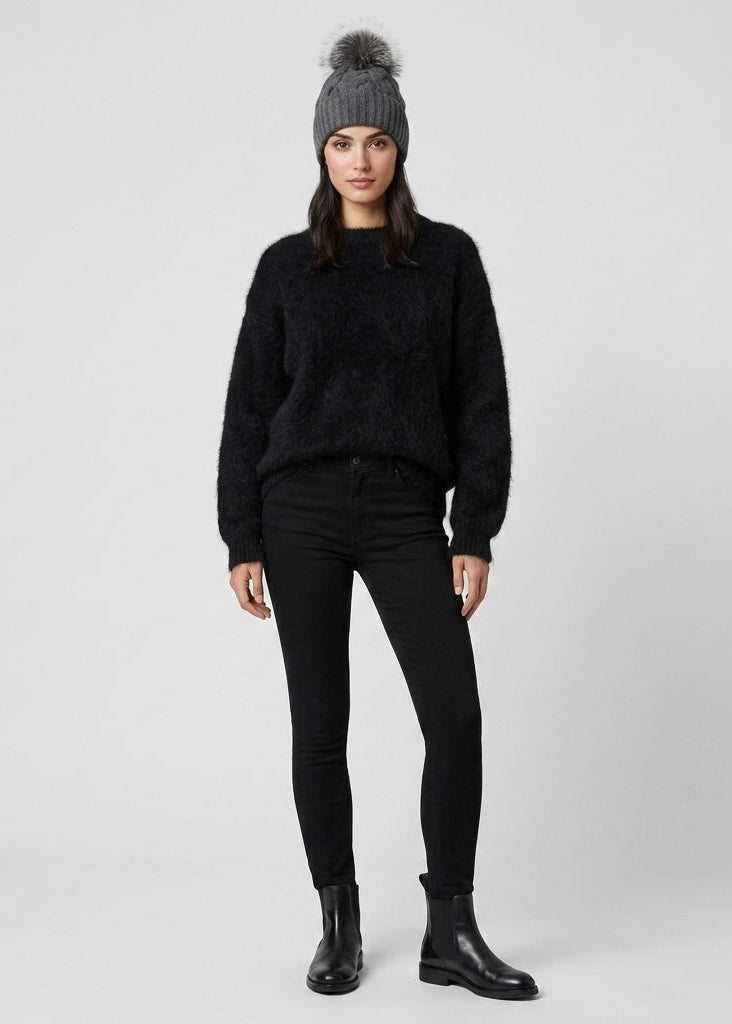 Connie Cashmere blend cable knit bobble hat