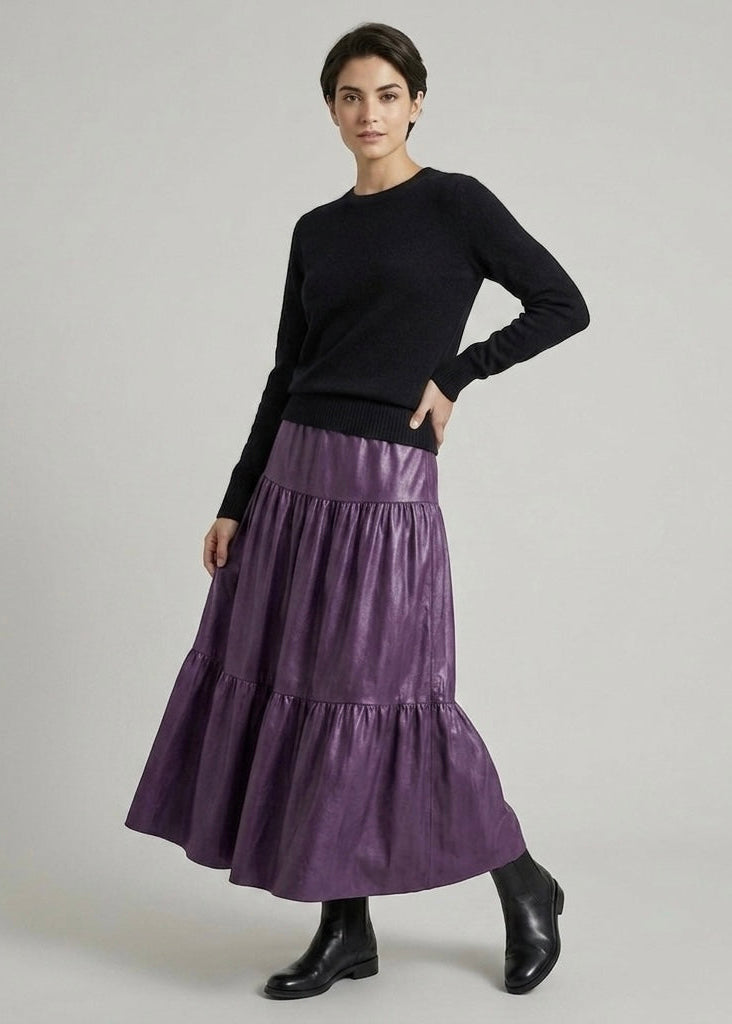 Joelle Pleather maxi belted skirt