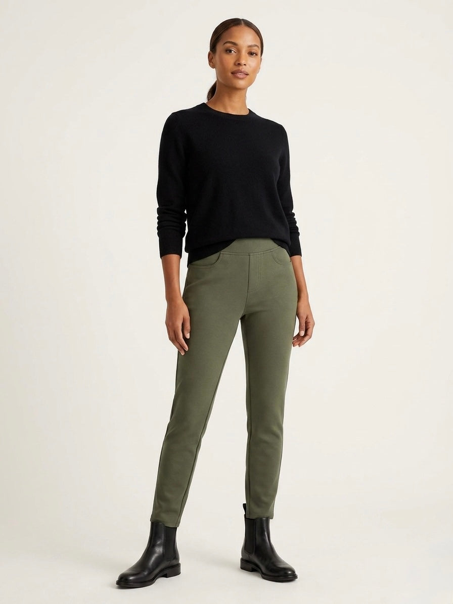 Jess khaki bi stretch jersey tregging