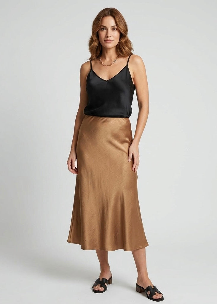 Jacinthe Bias cut satin skirt