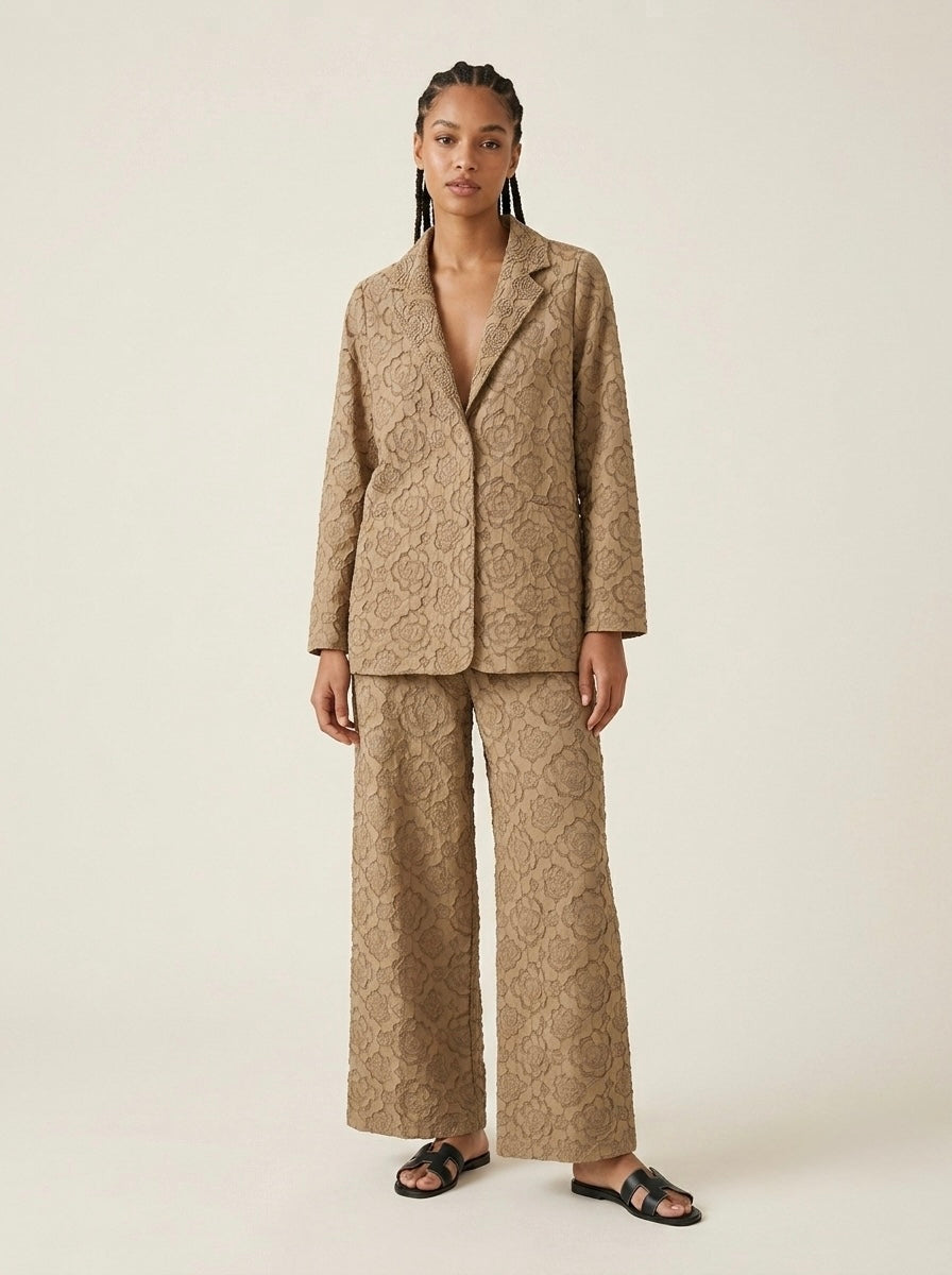 Rosey - Floral embossed trouser