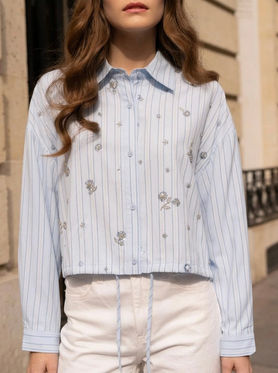 Denisa - Striped beaded shirt