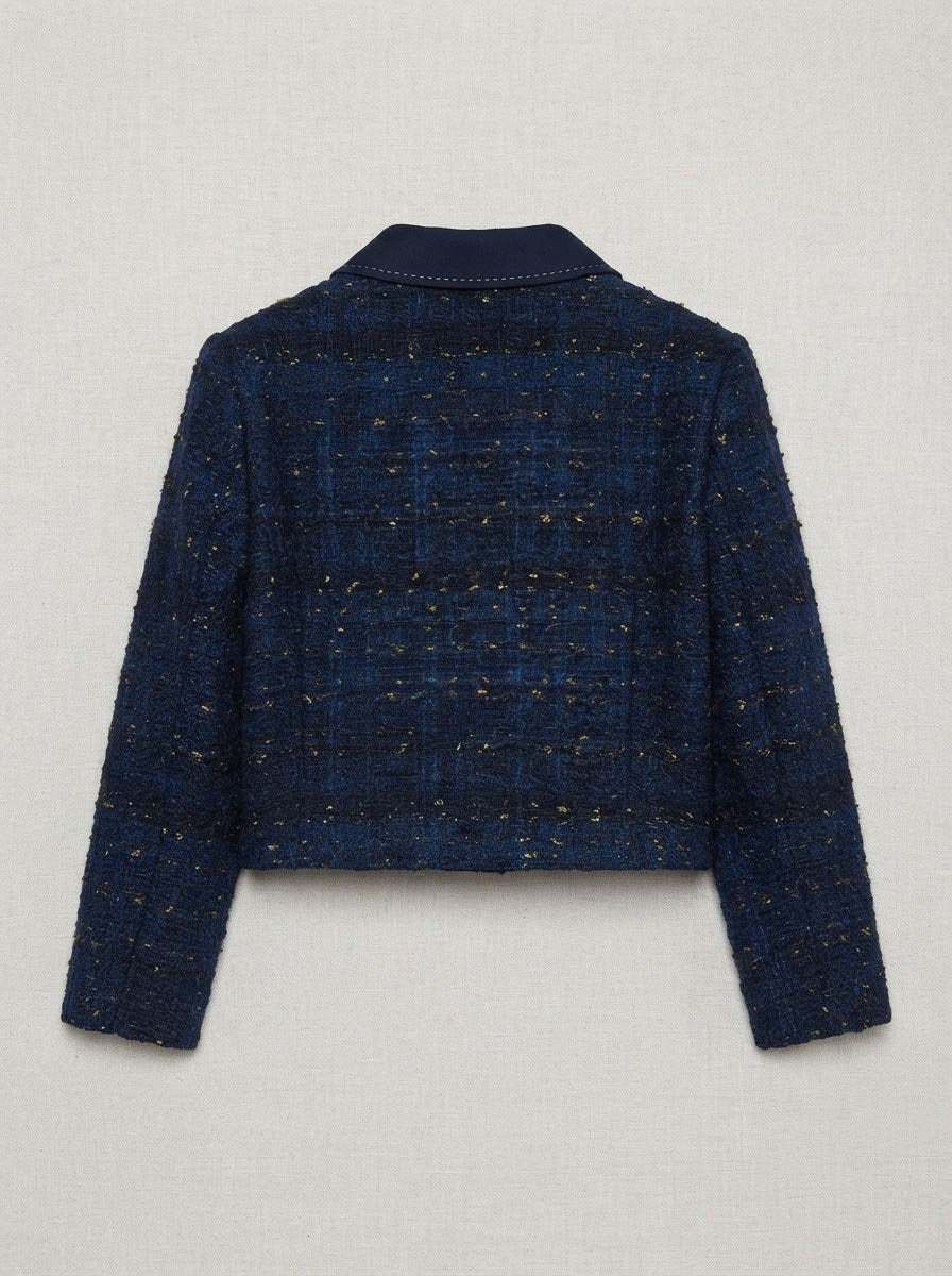 Dani - Denim lapel tweed jacket