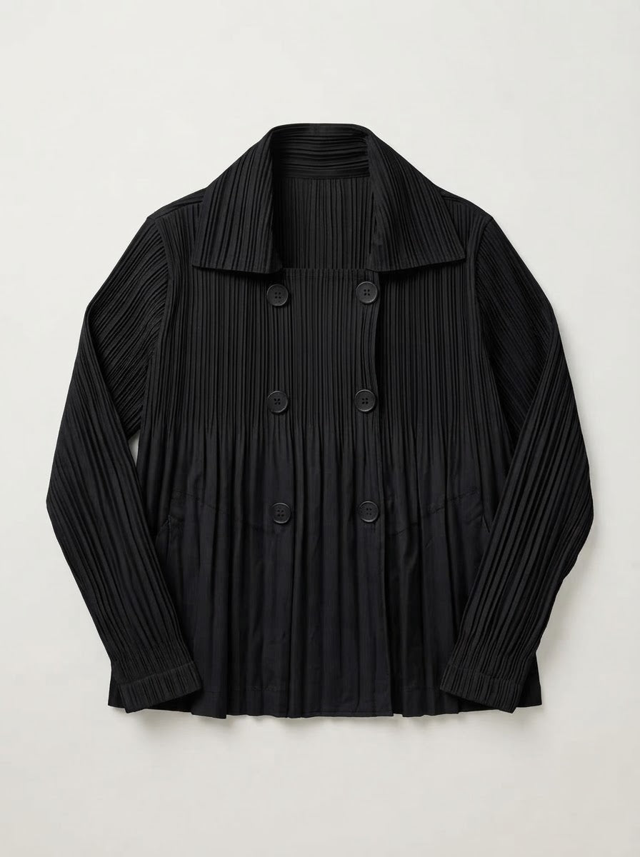 Jodie Double breasted pleat jacket in black
