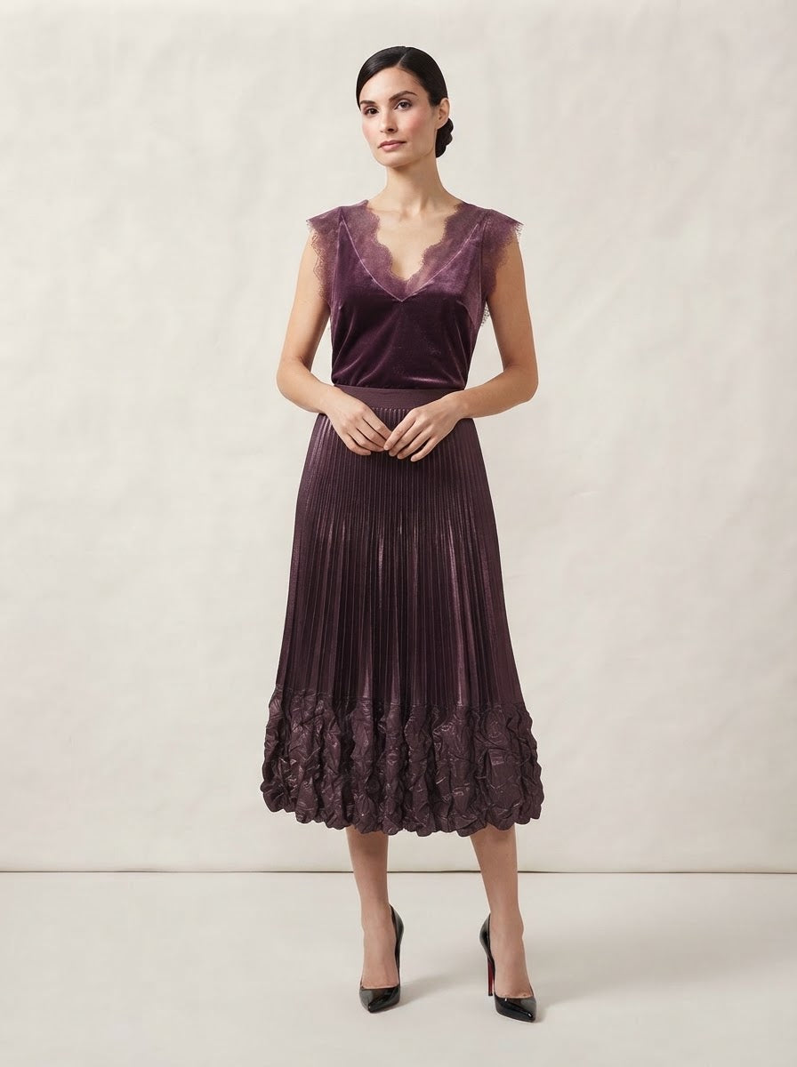 Lennox Pleat skirt in plum