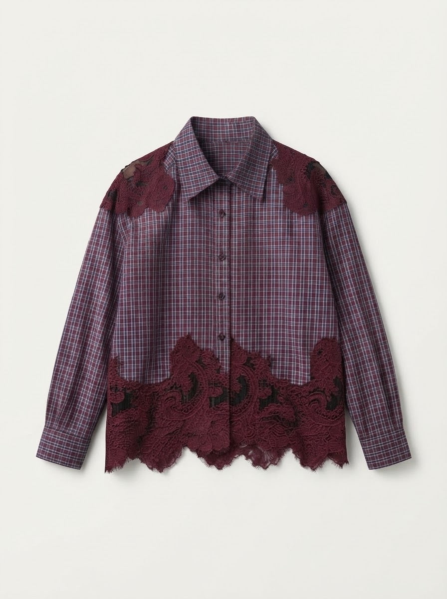 Faye - Check and lace shirt