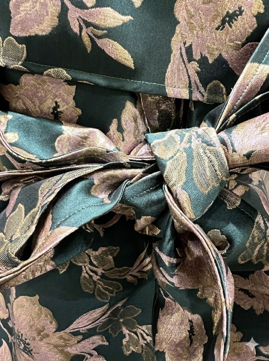 Ria - V neck brocade dress