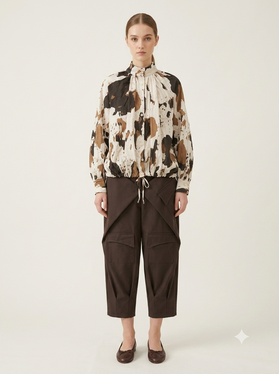 Bella - Printed drawstring blouse