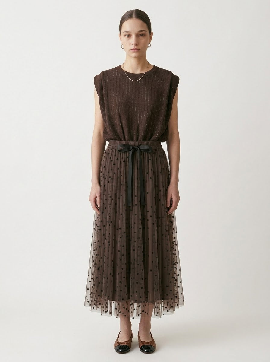 Caprice - Spot tulle midi skirt