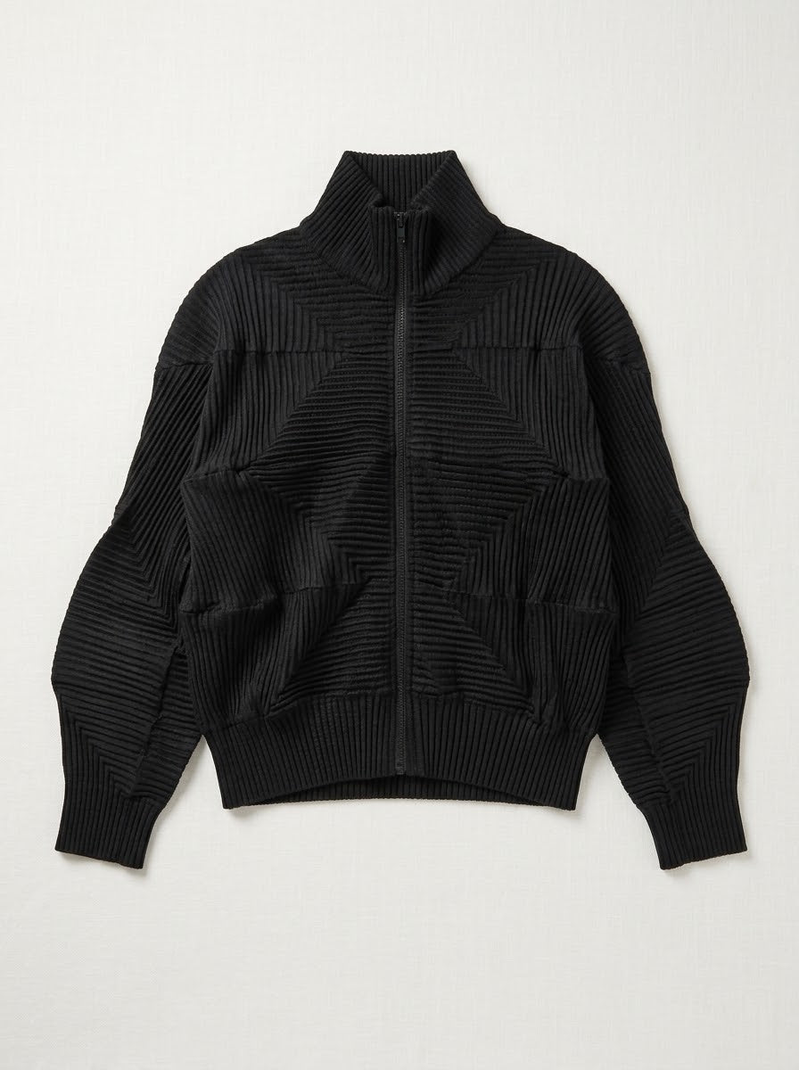 Jennifer Origami pleat zip jacket in black