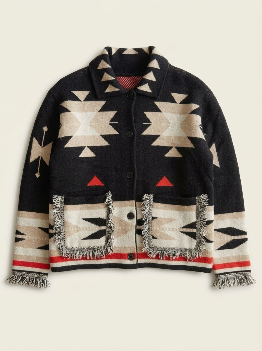 Sienna black cardigan styled with denim