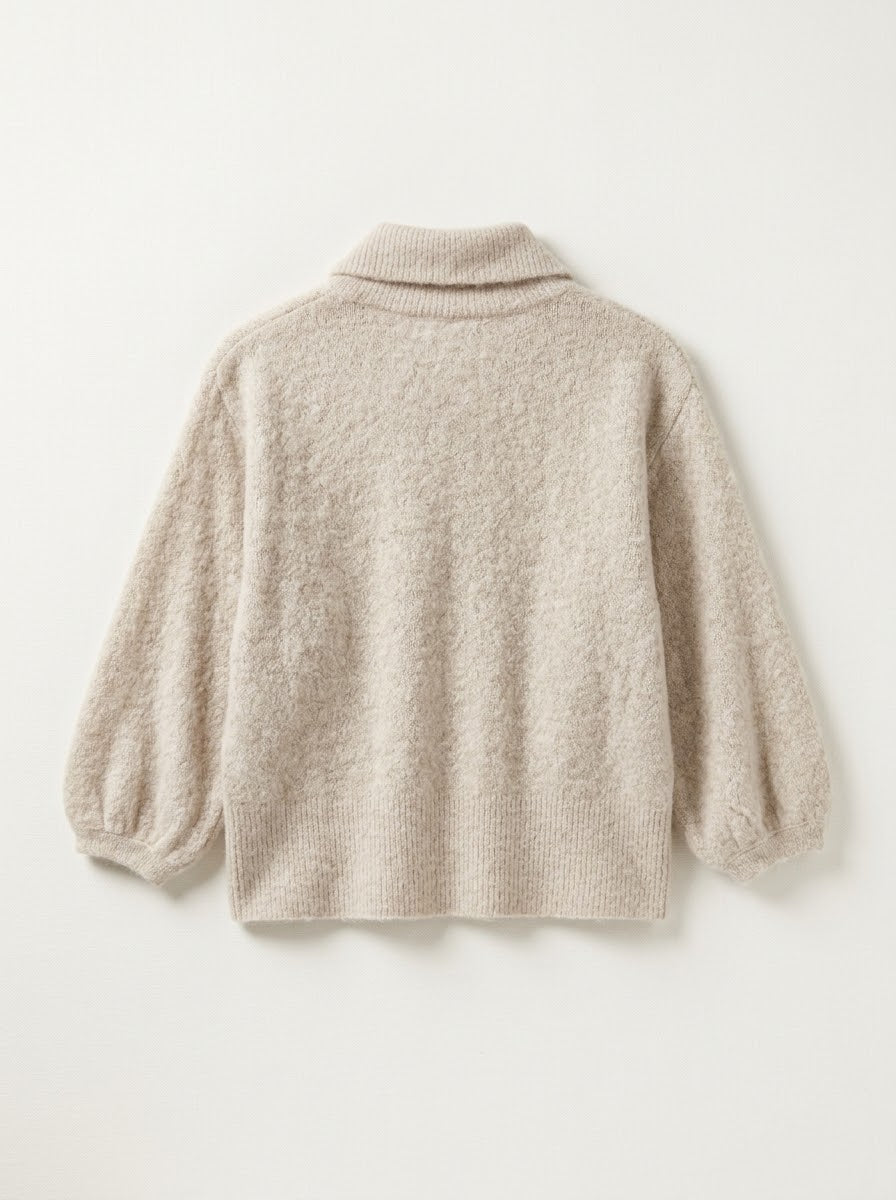 Antoinette oatmeal angora-blend cardigan, back view