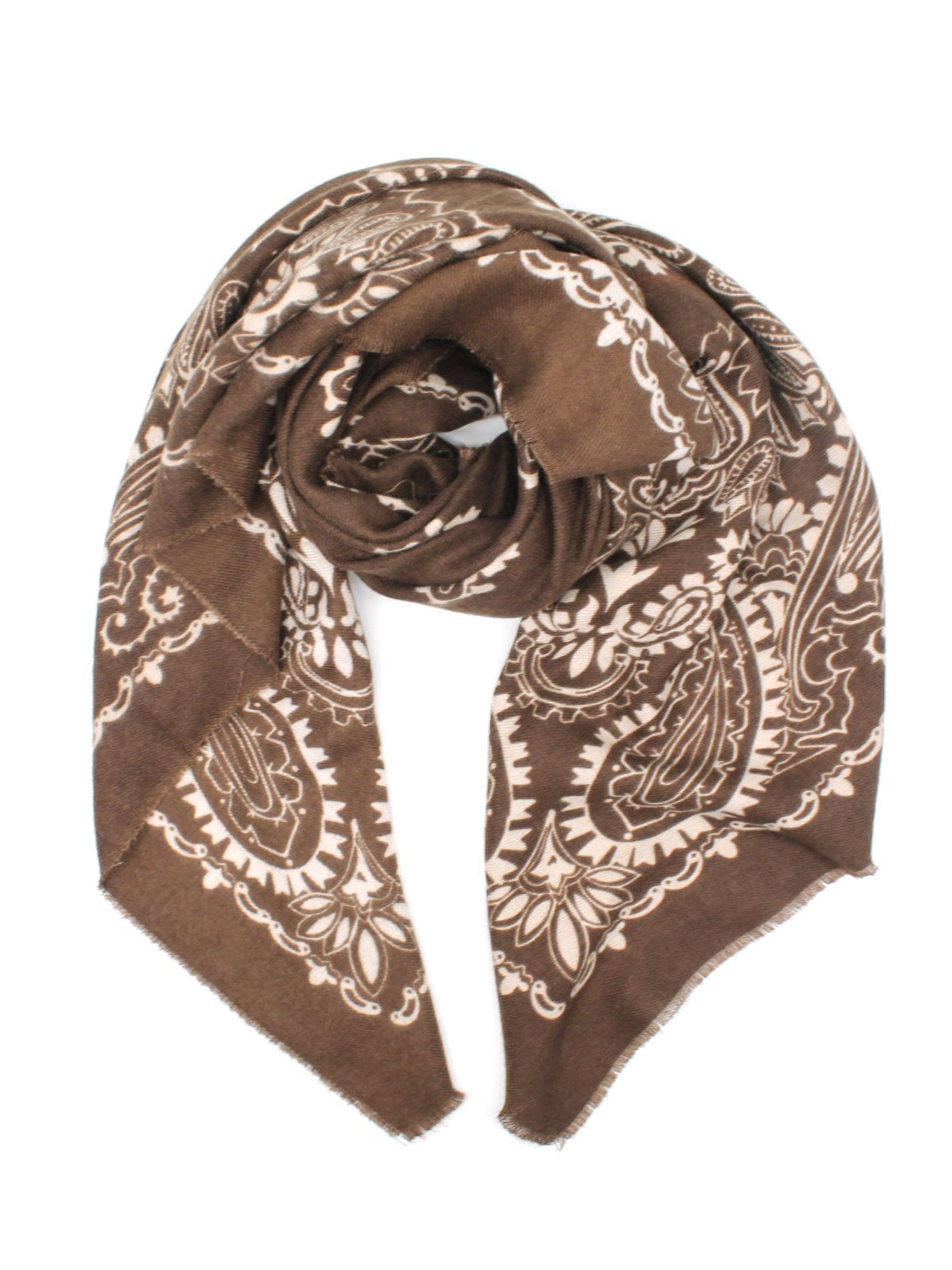 Paige - Paisley print scarf Chocolate