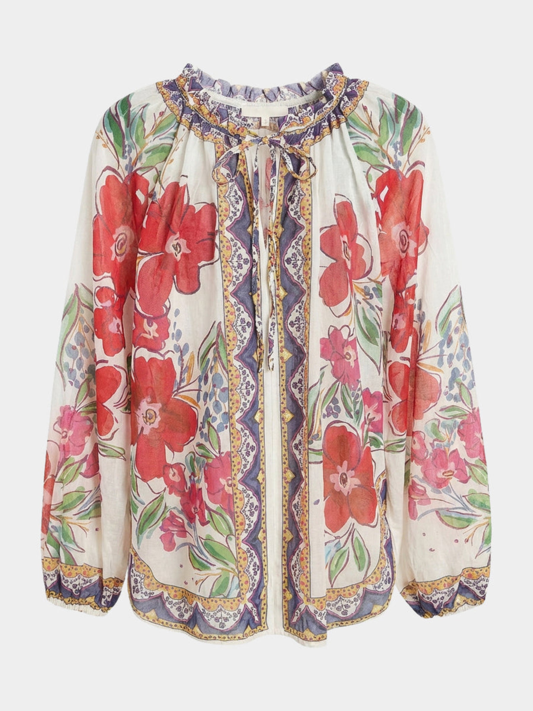 Jessica - Tie front printed blouse