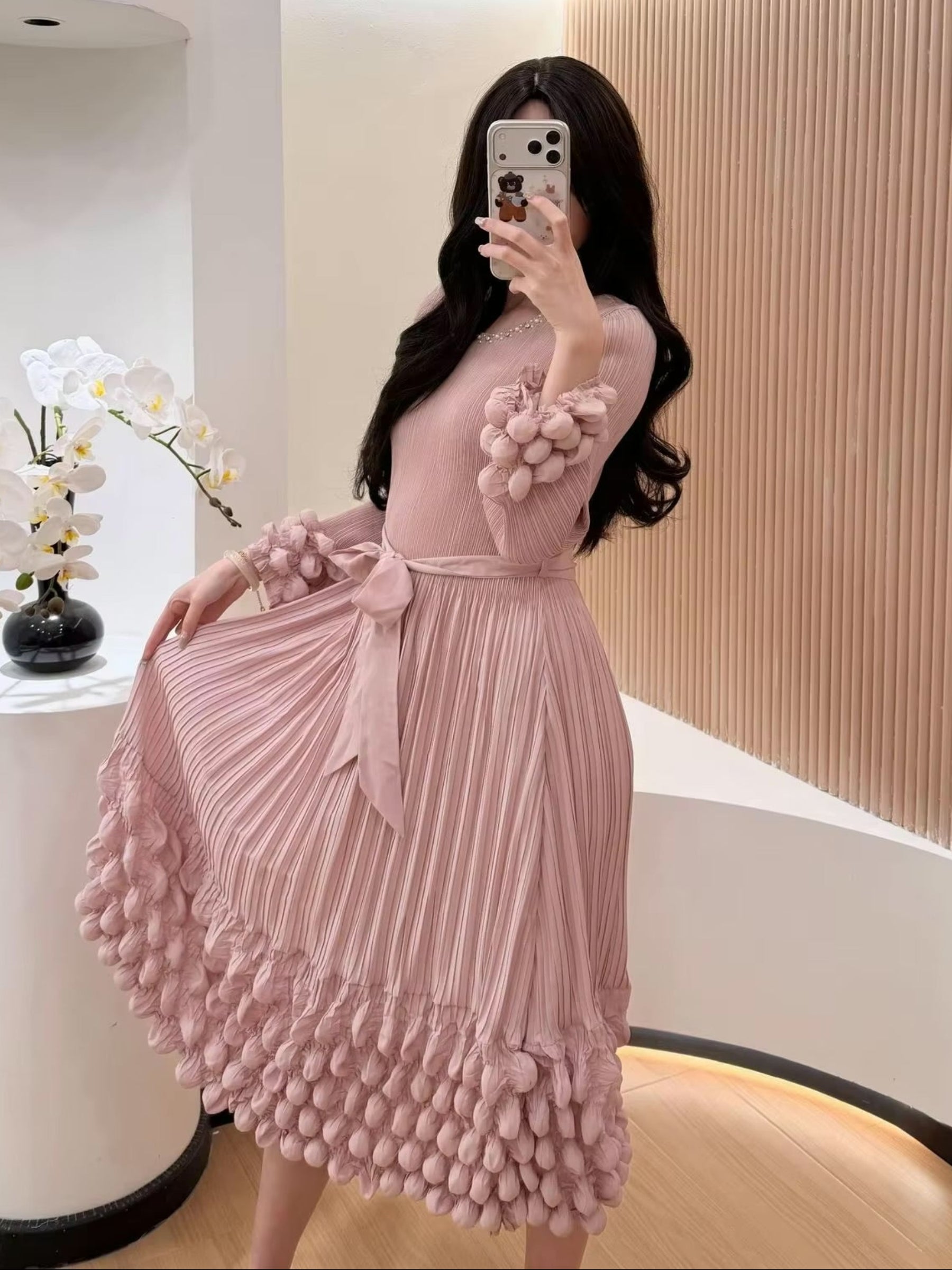 Marisa - Beaded bubble hem dress