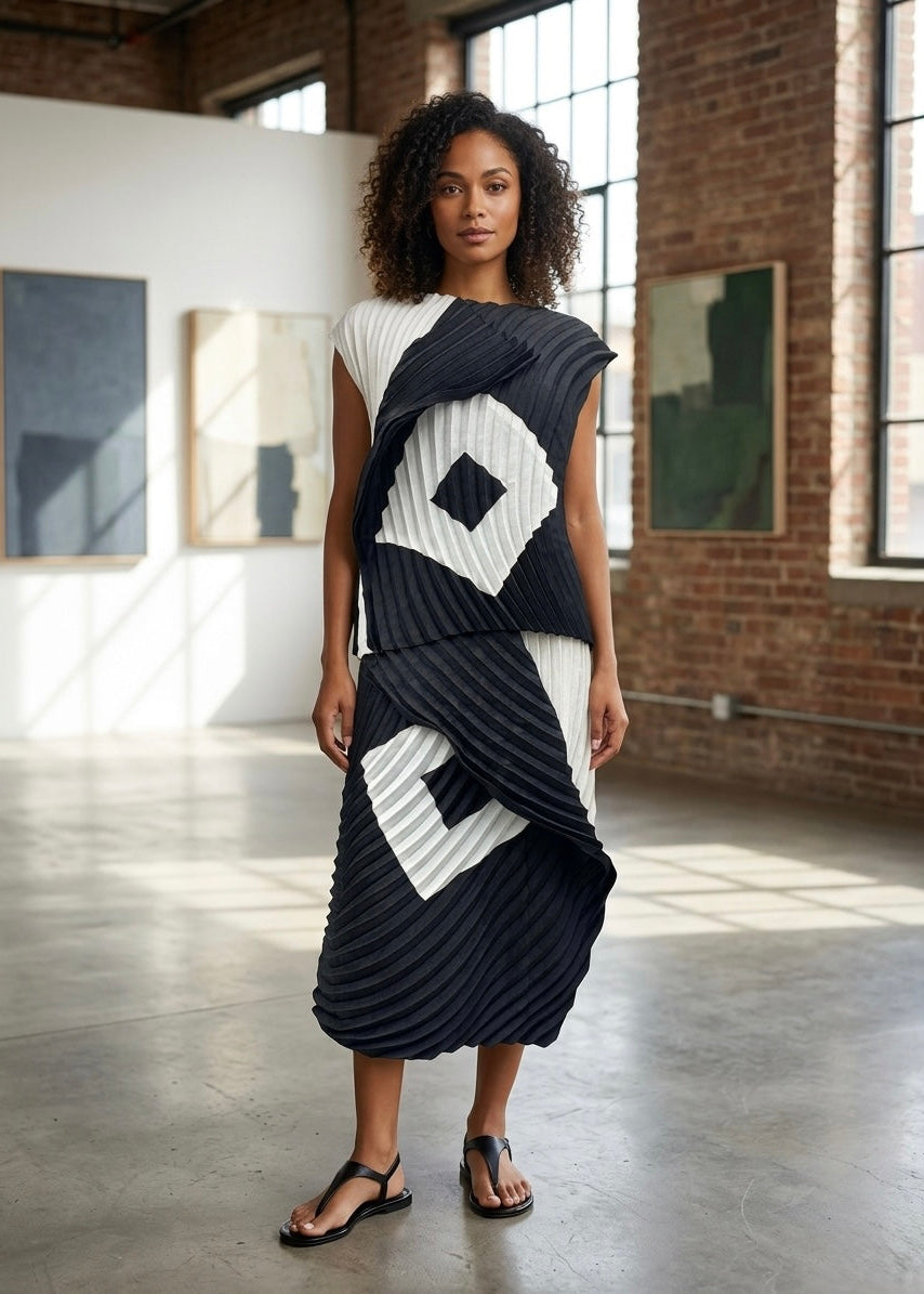Alexis - Pleated Top & Skirt Set