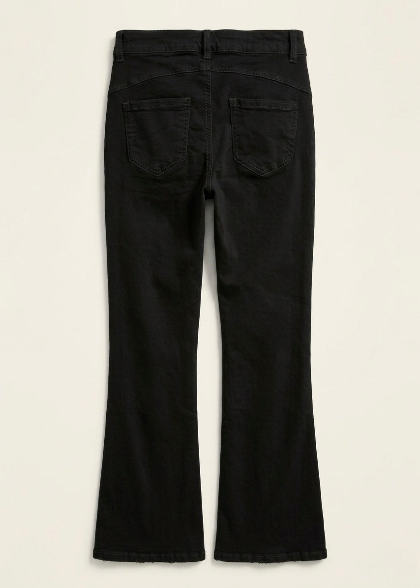 Bailey black soft denim kick flare jean
