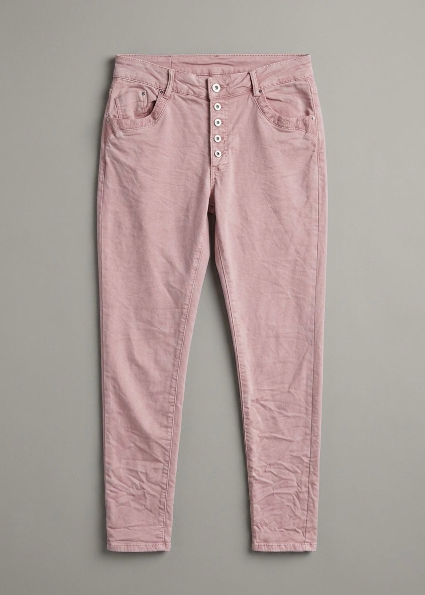 Mel stretch sequin trim skinny cotton jeans