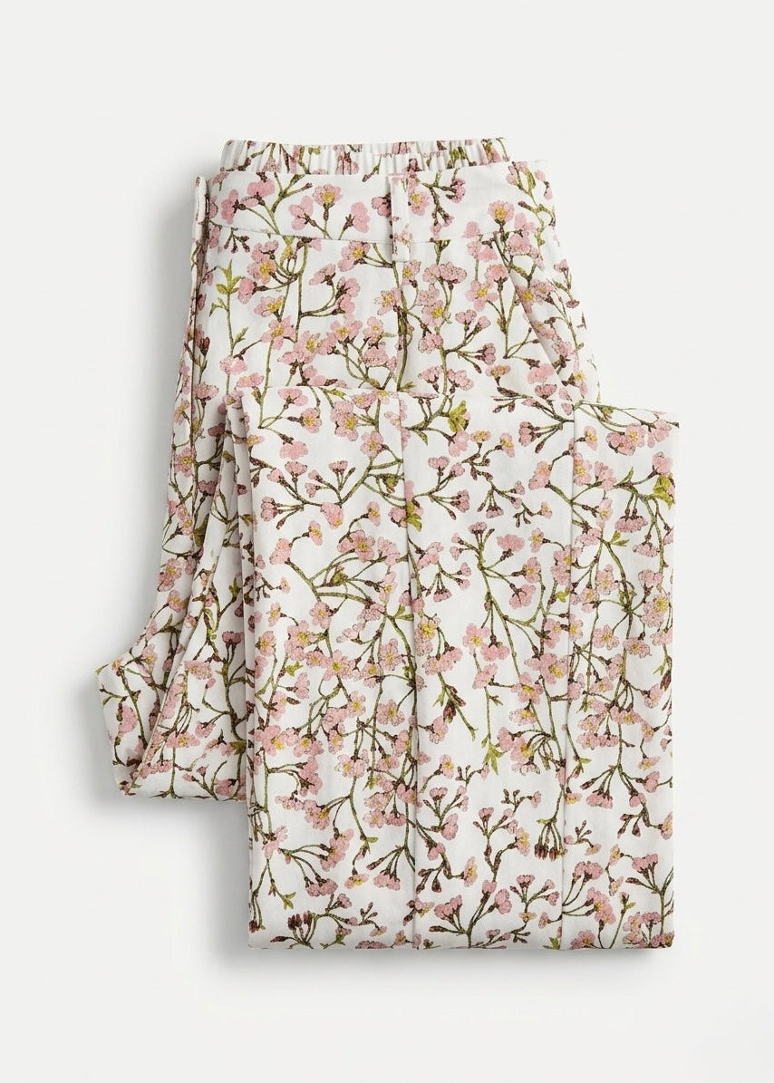 Hermio khaki printed relaxed fit trouser
