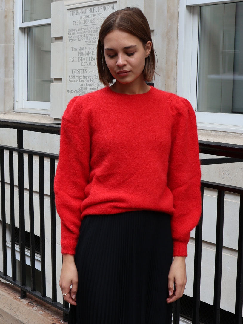 Anni - Puff sleeve jumper Red