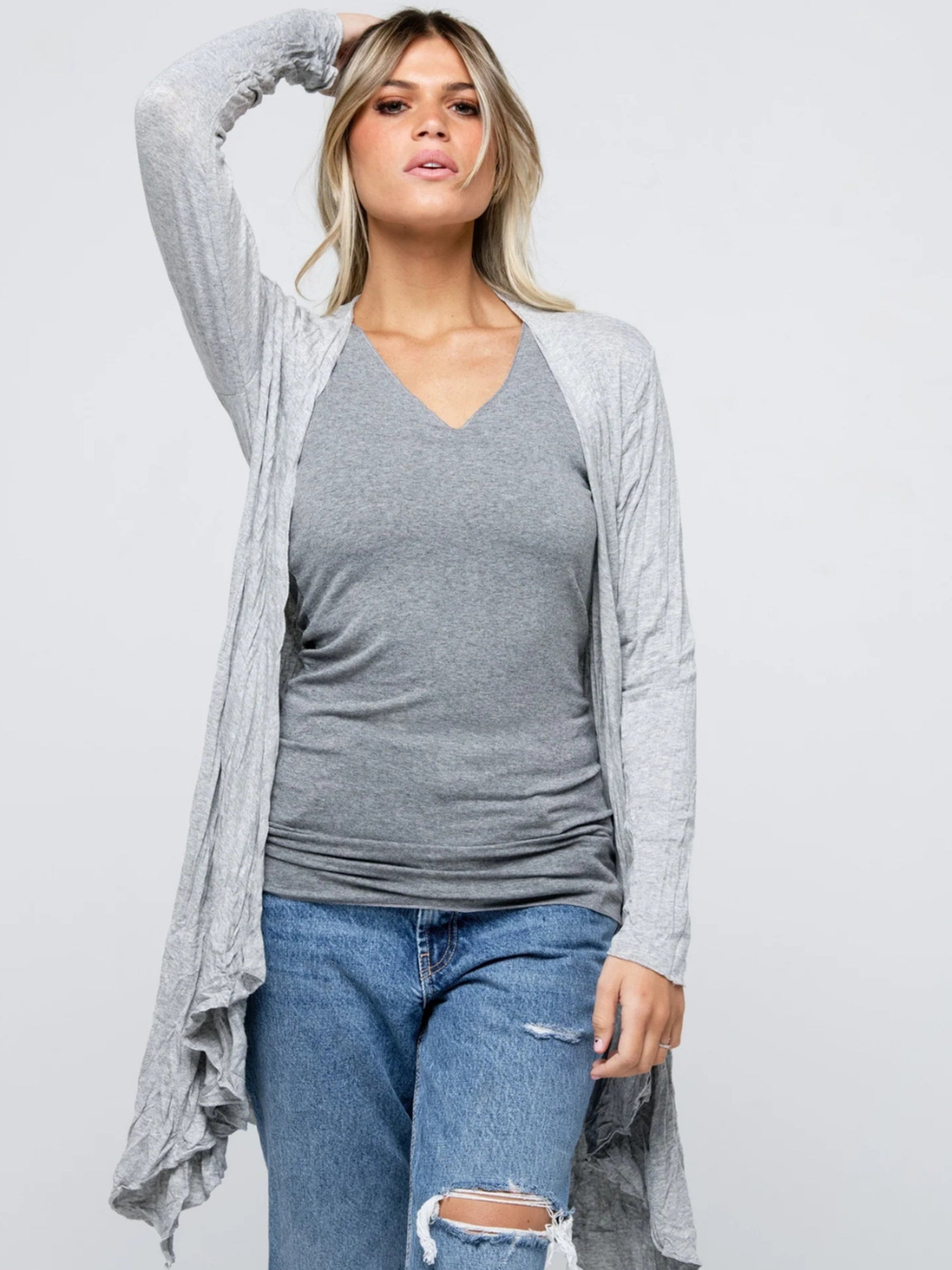 Longo - Waterfall soft jersey cardigan