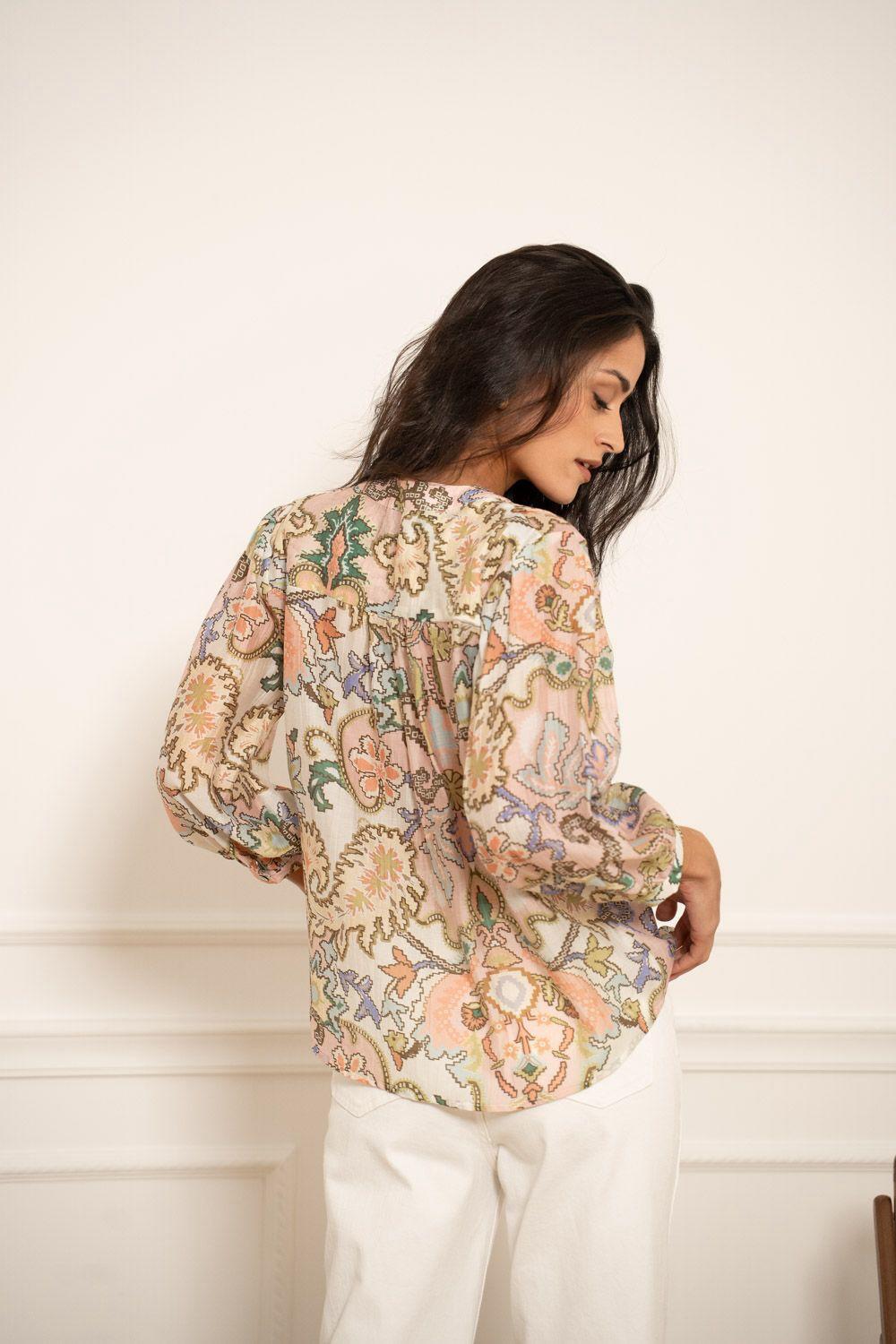 Jennah - Silk blend printed top