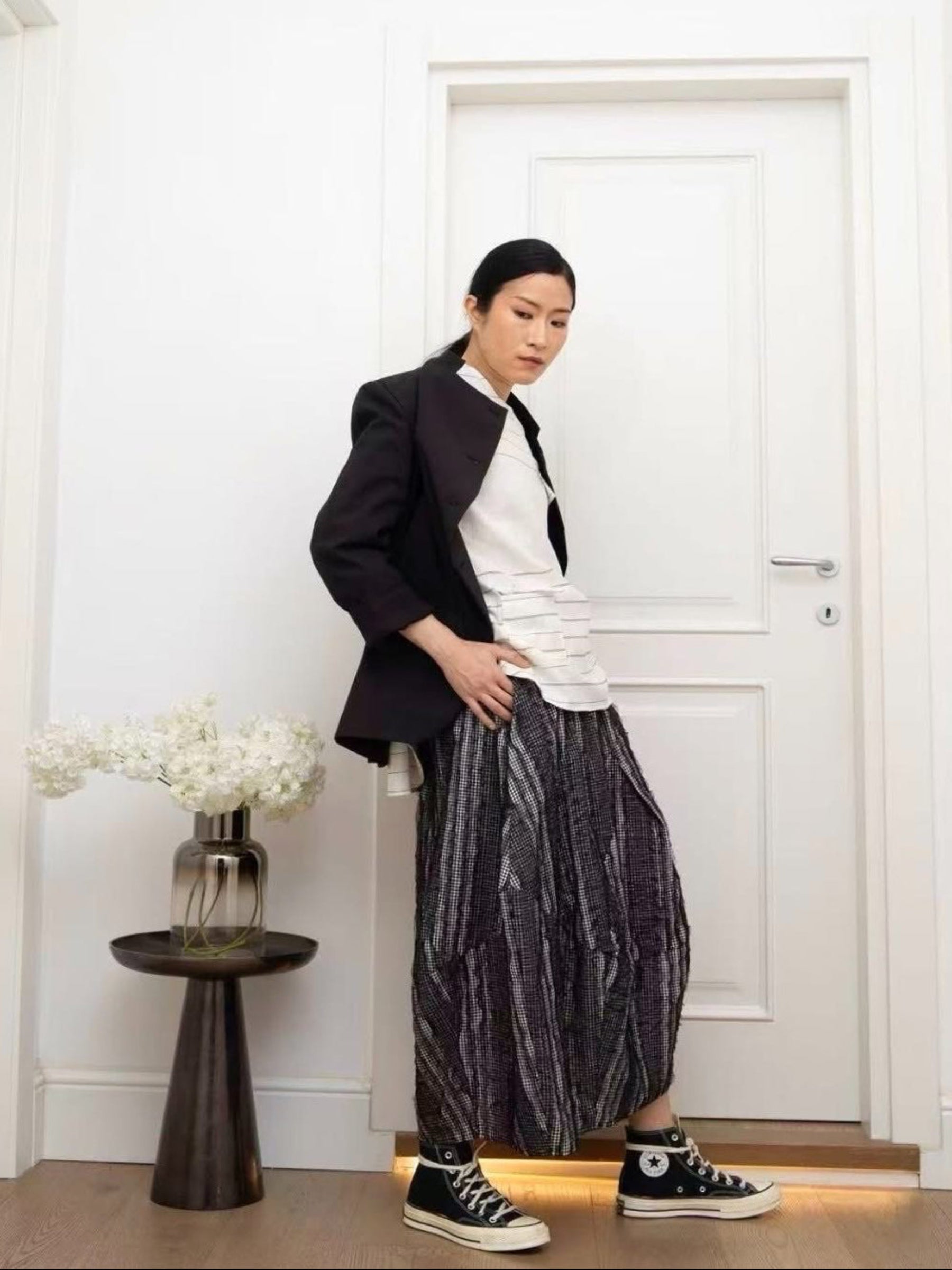 Pixie - Checked mesh skirt