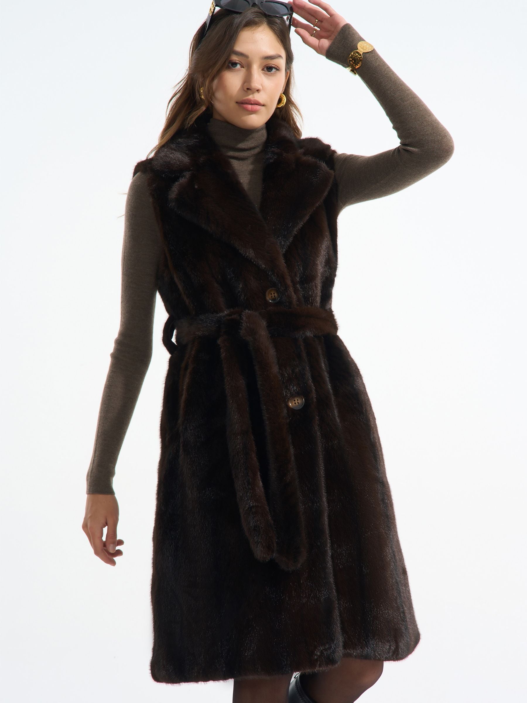 Malinda - Faux fur midi gilet