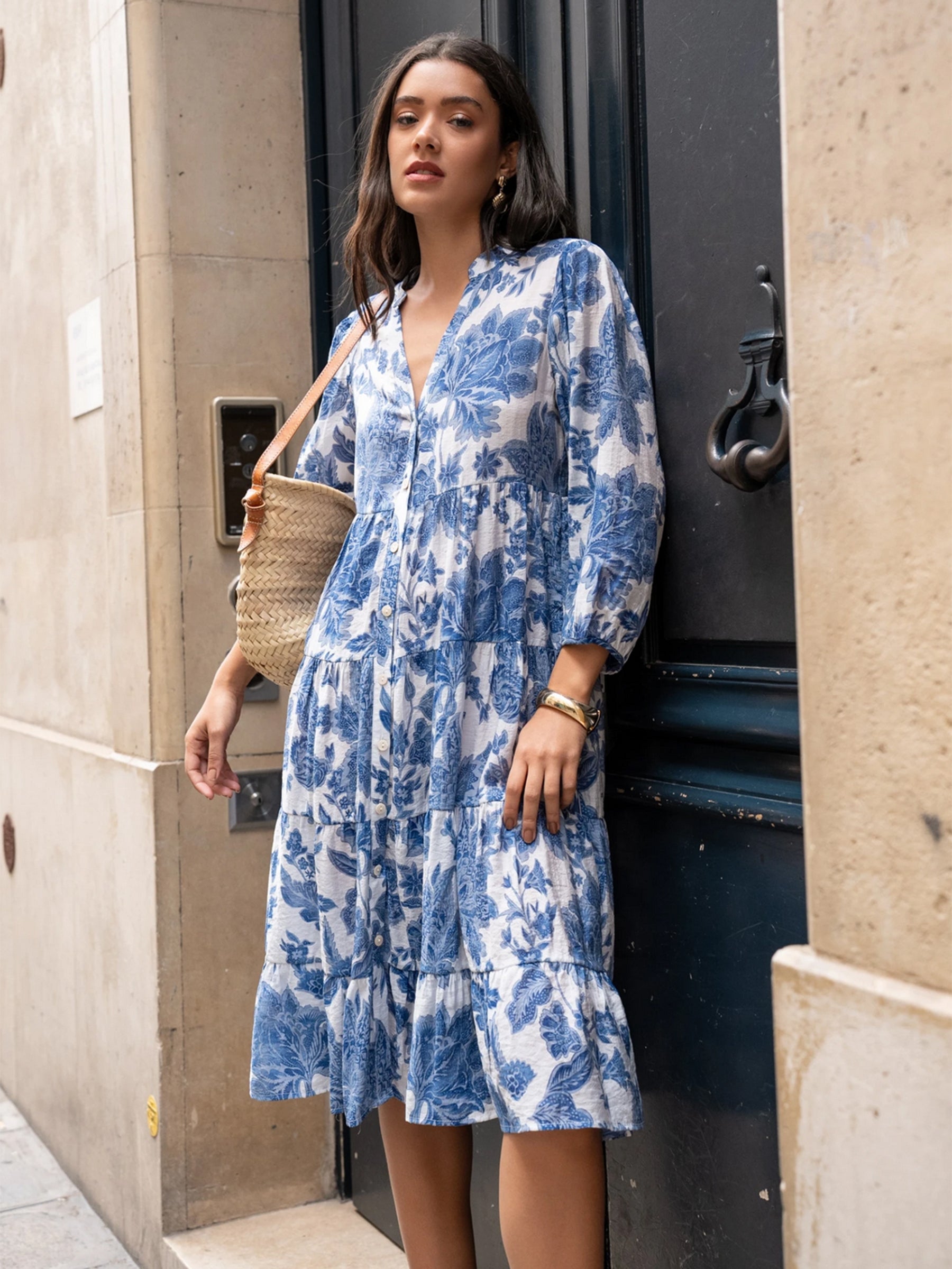 Jennah - Silk blend printed midi dress