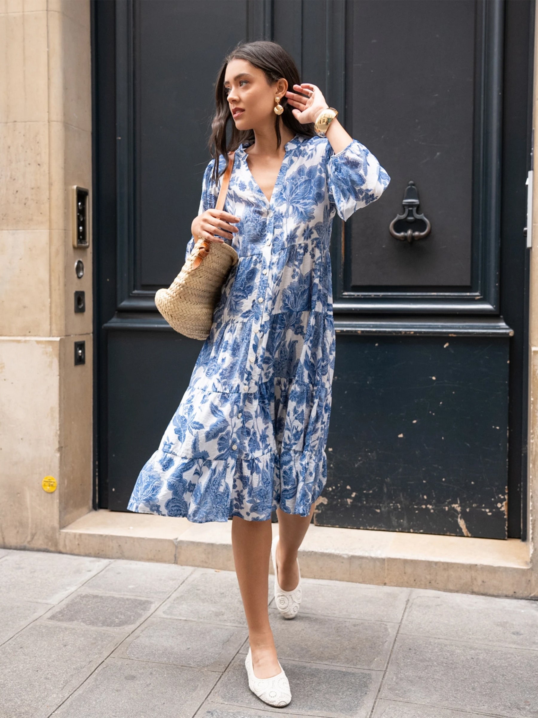 Jennah - Silk blend printed midi dress