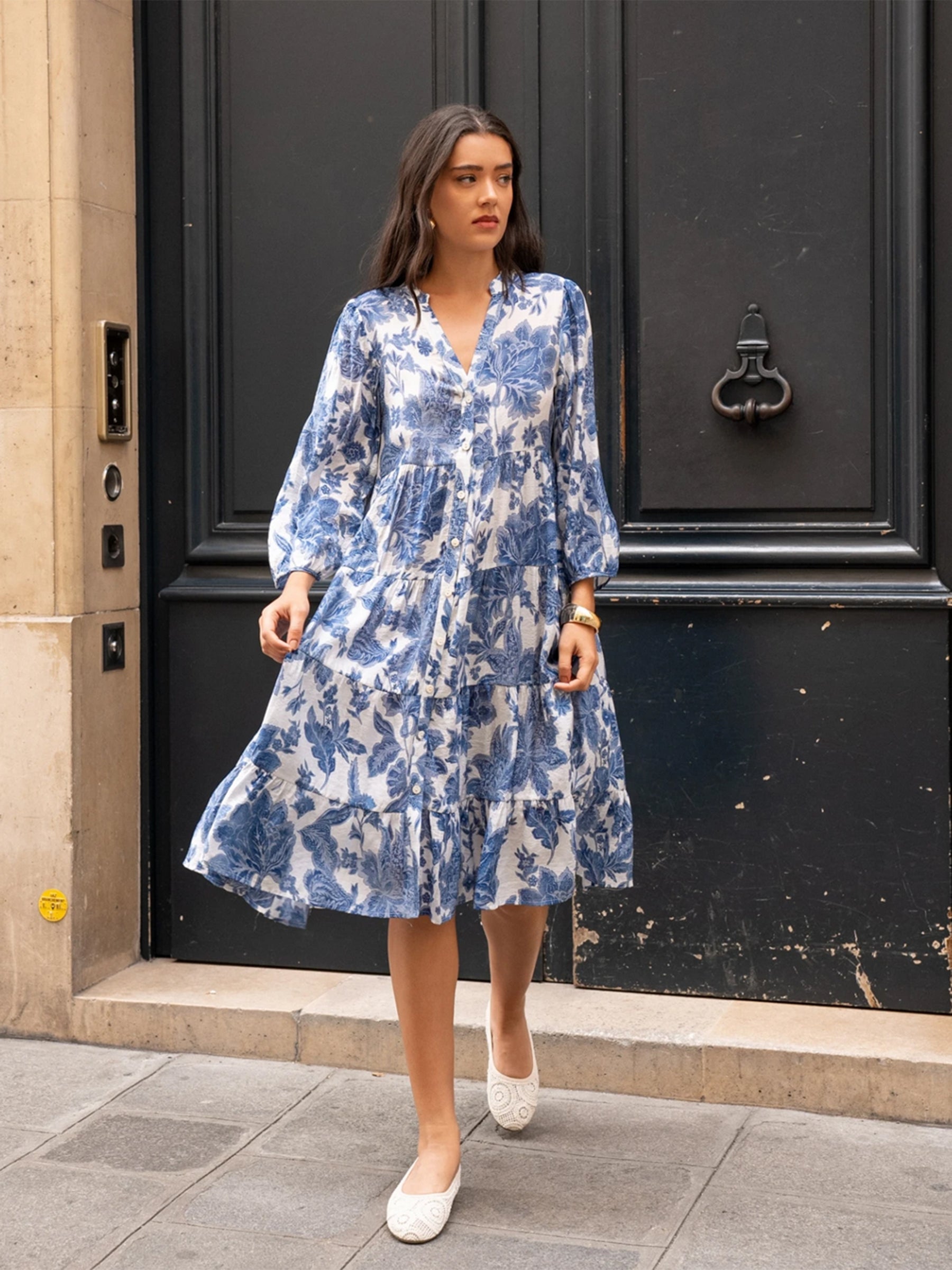 Jennah - Silk blend printed midi dress