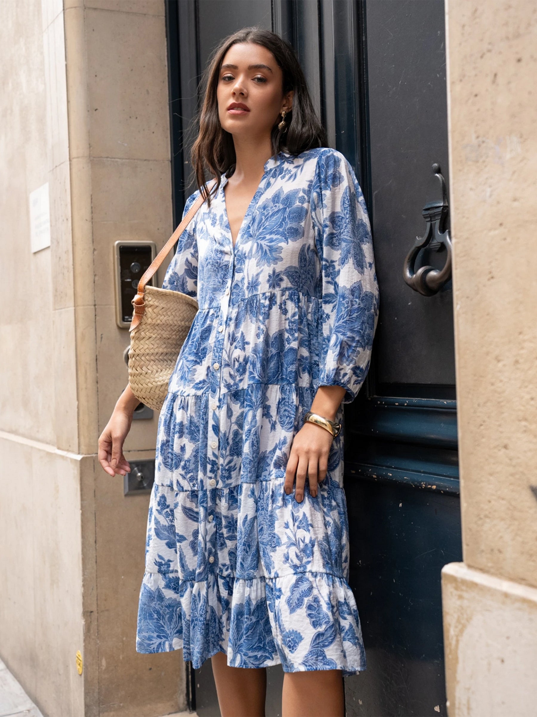Jennah - Silk blend printed midi dress