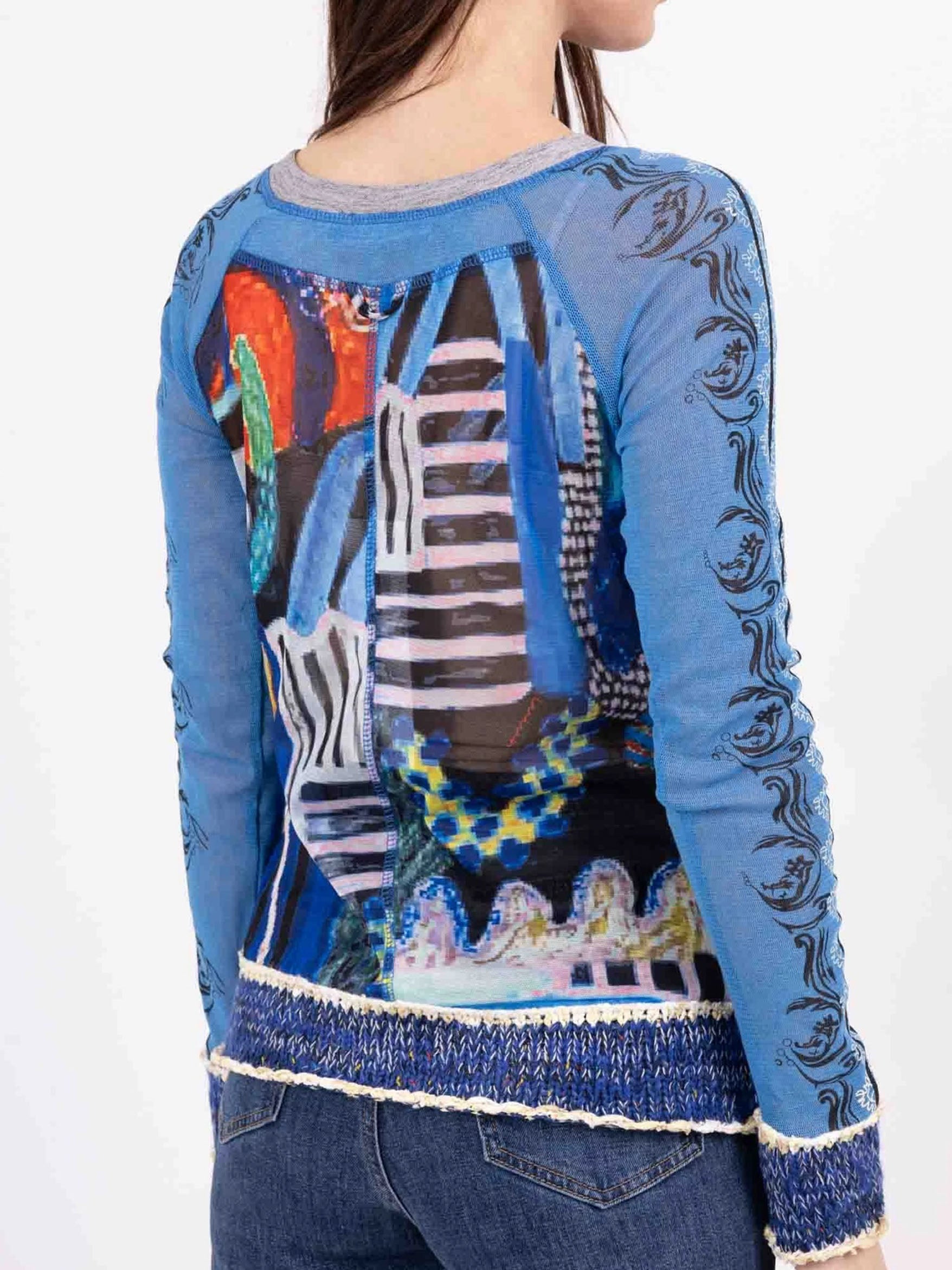 Brazil knitted zip top Blue