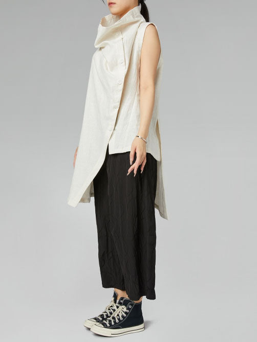 Avery - Cotton blend gilet top cream