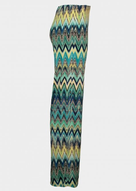 Guax french jersey blue/green printed palazzo trouser
