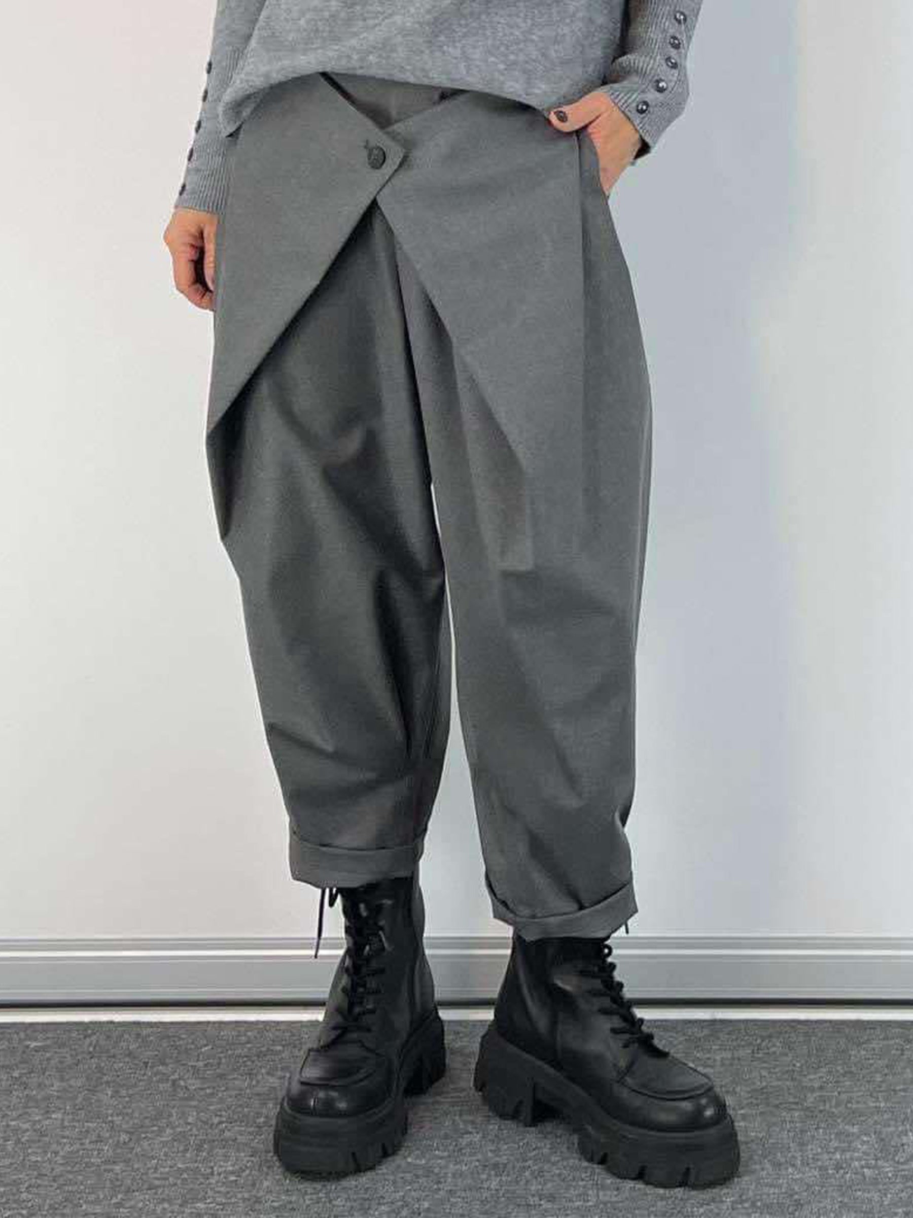 Ebony - Wrap front front cropped trouser