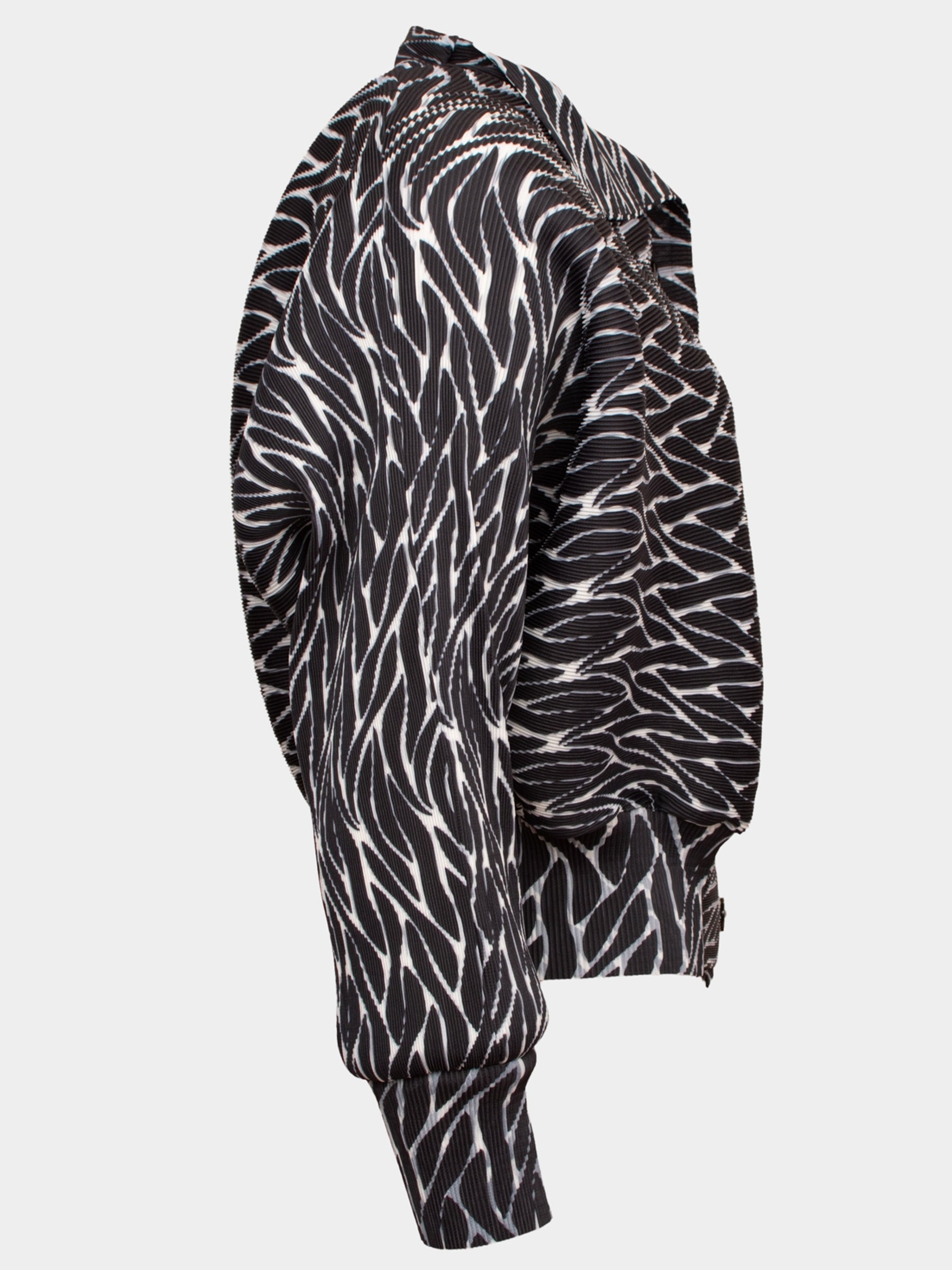 Juliette black white printed pleated bomber jacket
