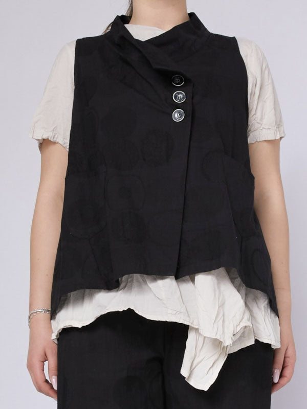 Deena - Dobby spot sleeveless gilet