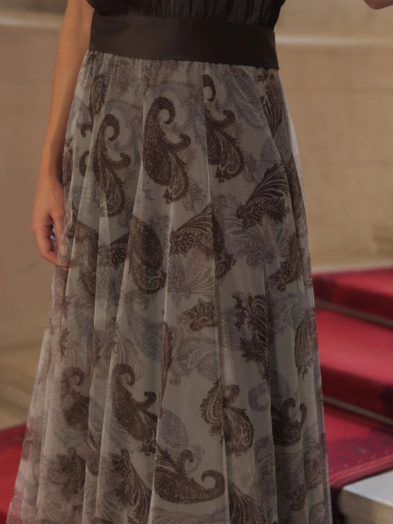 Candice - Printed flared tulle skirt