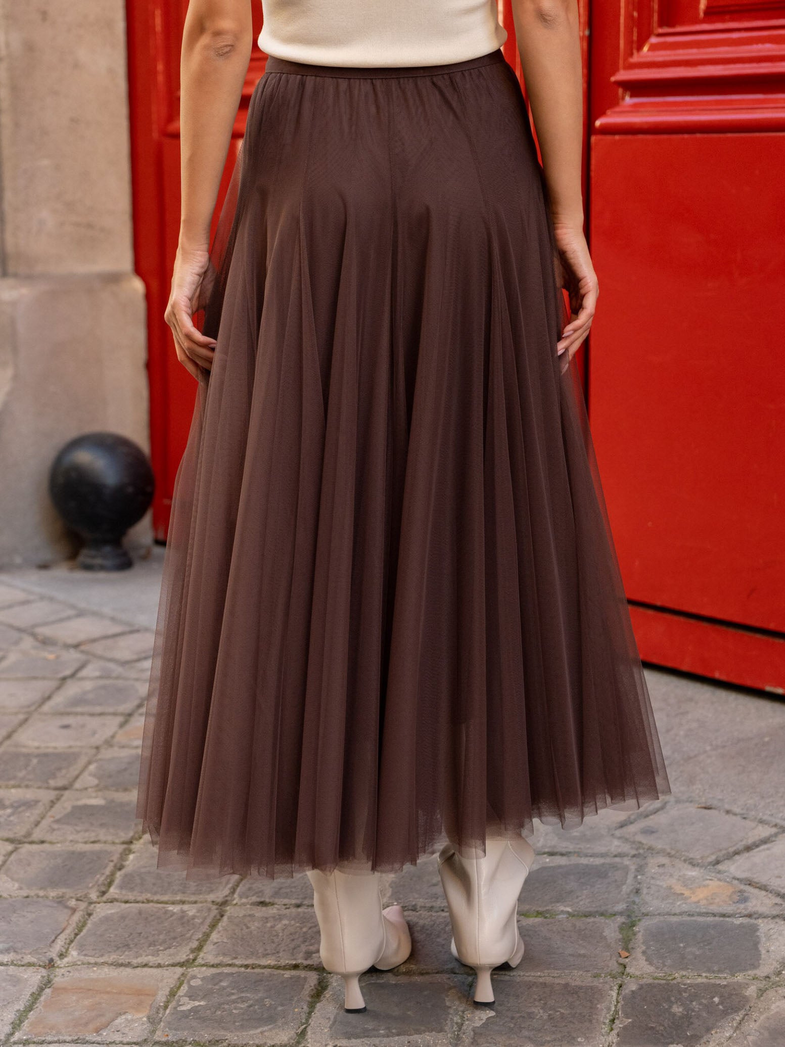 Candice - Plain flared tulle skirt