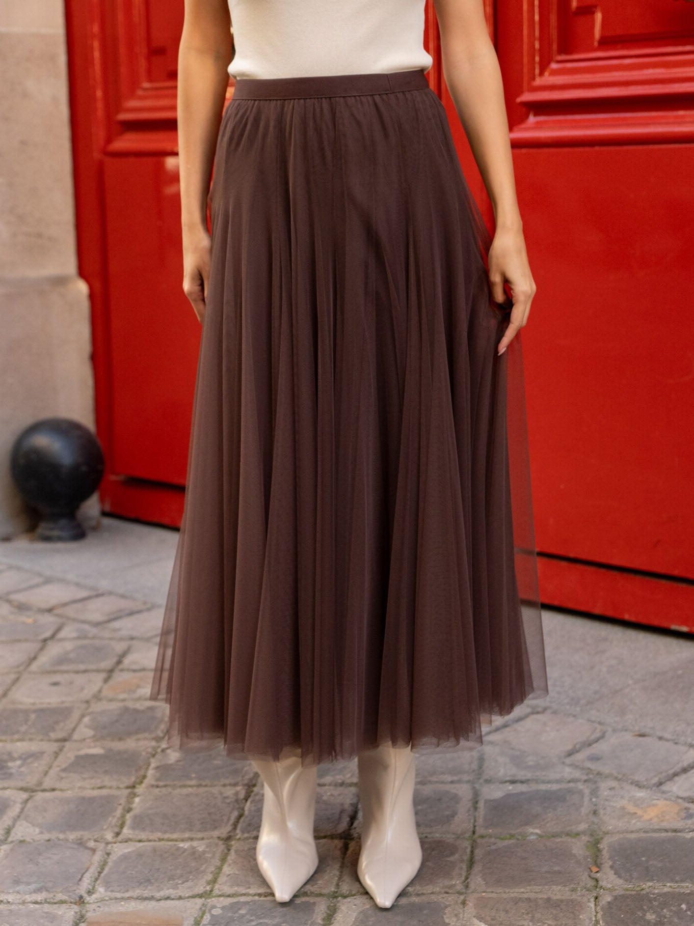Candice - Plain flared tulle skirt