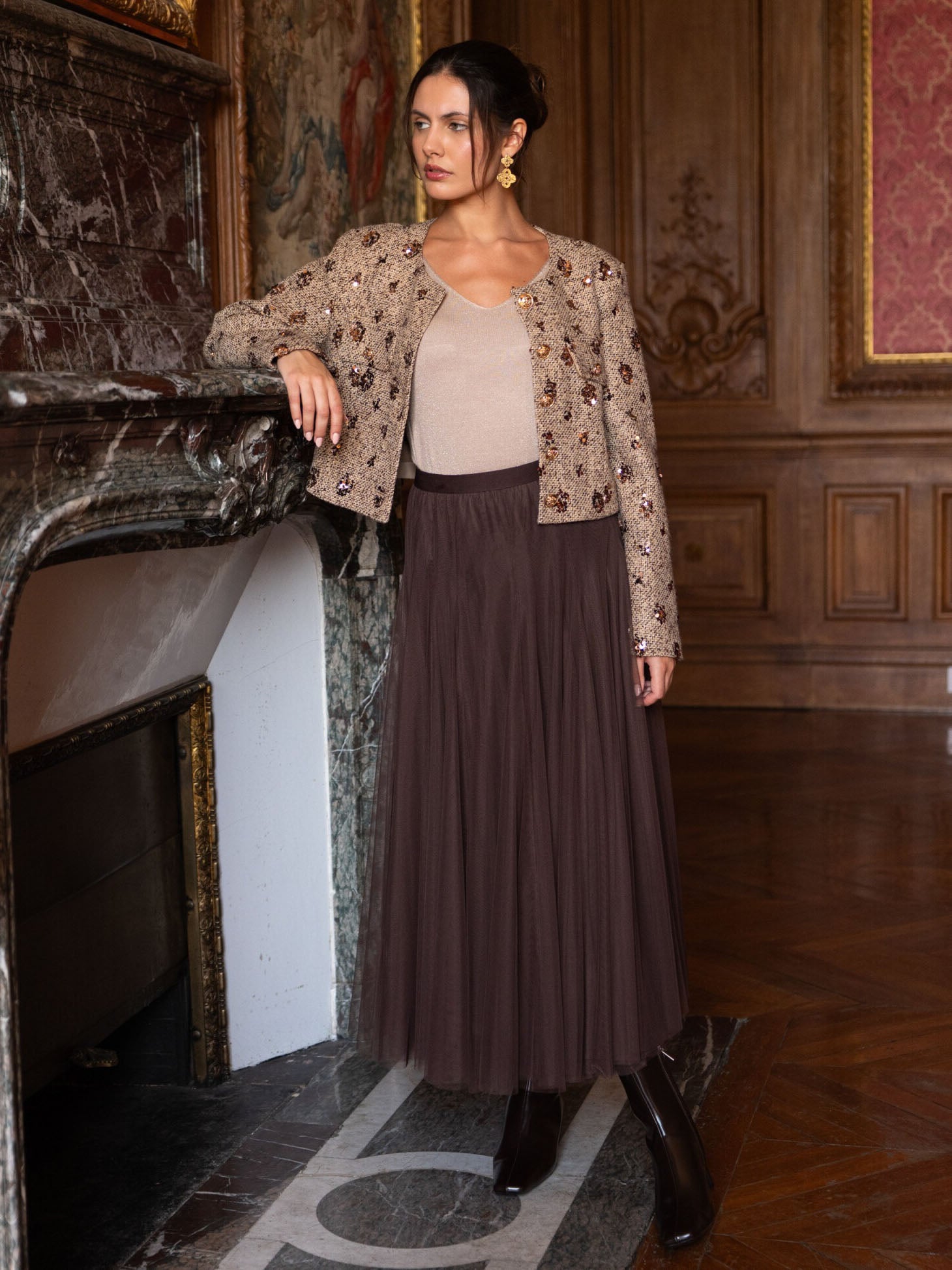 Candice - Plain flared tulle skirt