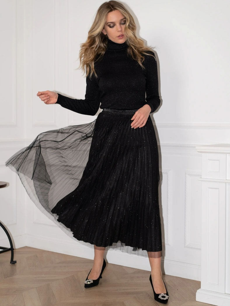 Maya - Glitter pleated tulle skirt