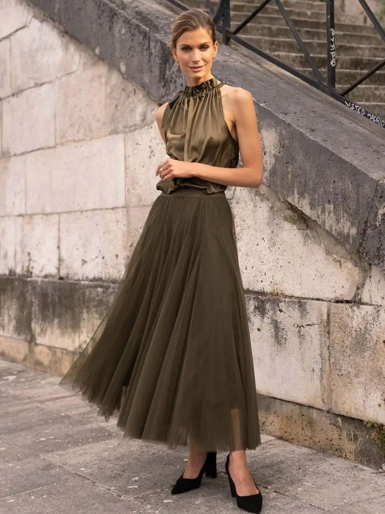 Candice - Plain flared tulle skirt