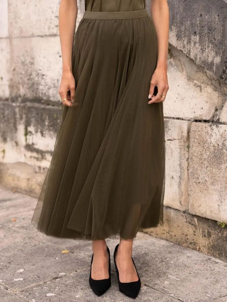 Candice - Plain flared tulle skirt