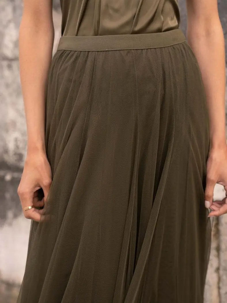 Candice - Plain flared tulle skirt